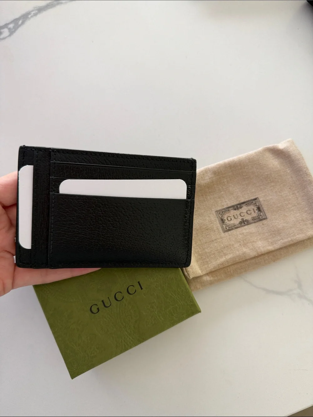 GUCCI Double G Leather Card Holder